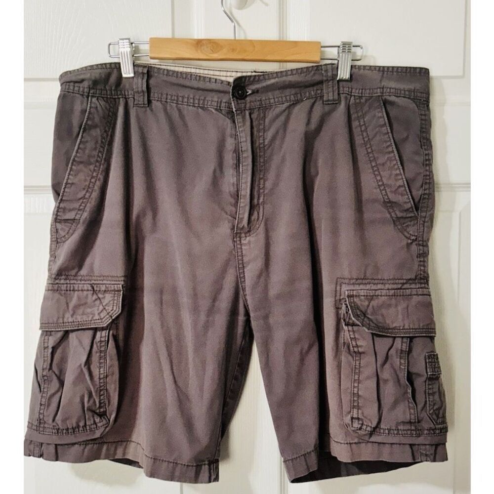Rugged Trails Men's 38 Flat Front Cargo Shorts 100% Cotton Dark Gray